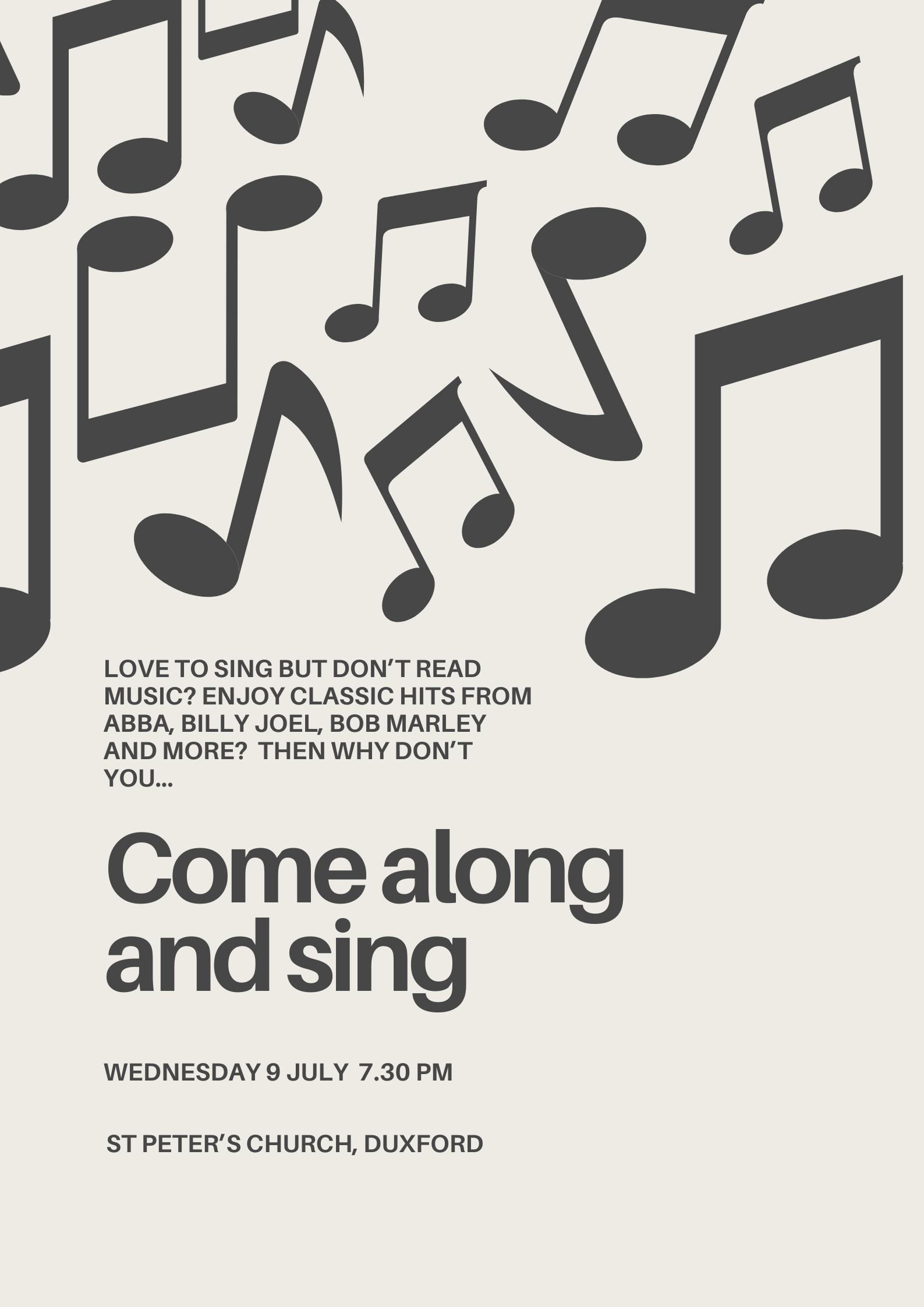 Come along and sing poster