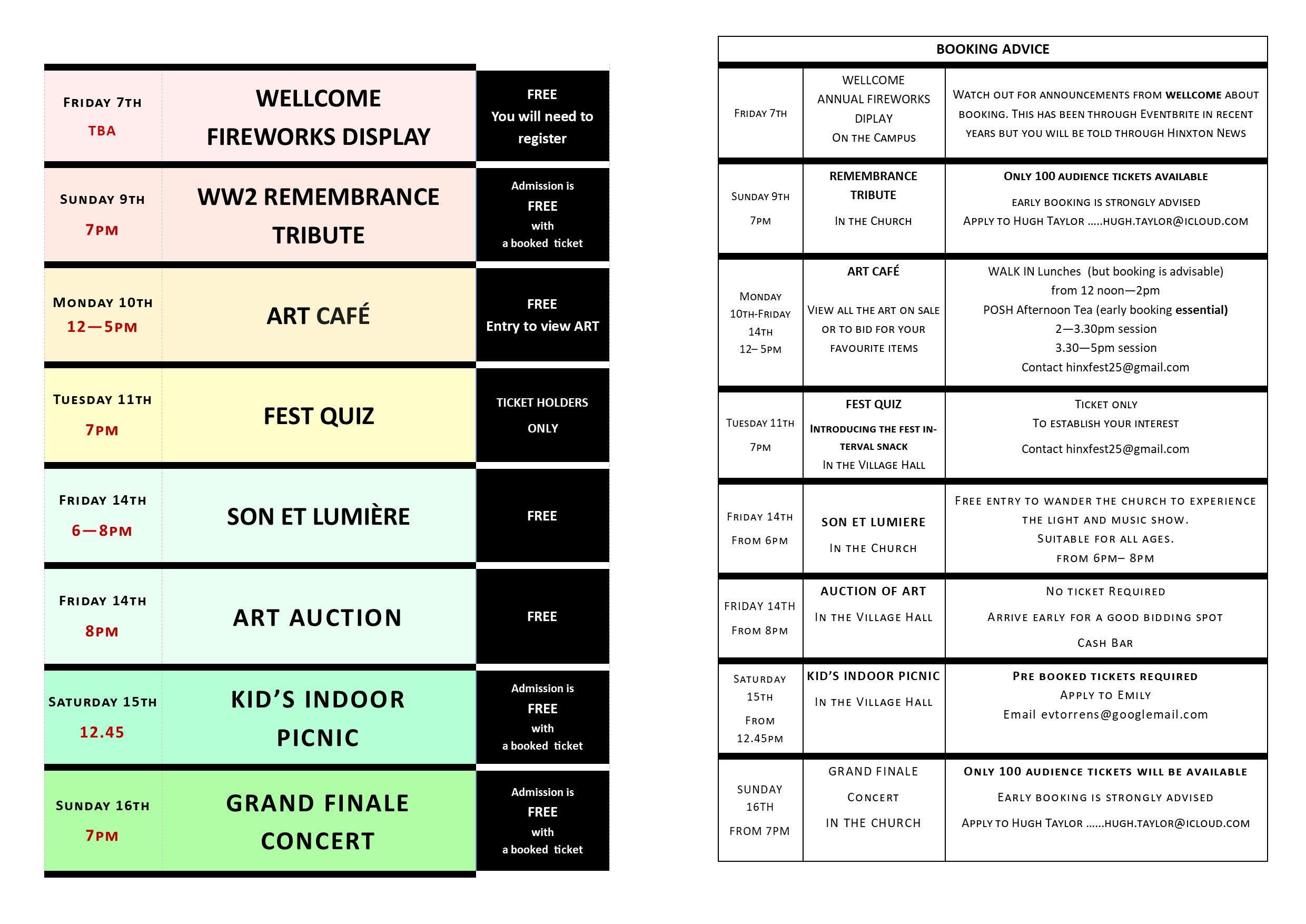 Hinxfest25 Programme